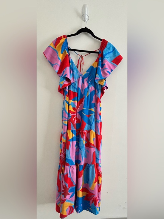 Adelyn Rae Dresses & Skirts - Adelyn Rae Vibrant Multicolor Floral Ruffle Dress